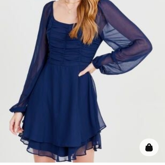 Lori Mini Babydoll Dress Altar'd State SZ.Med NWT Navy Blue - Picture 3 of 7